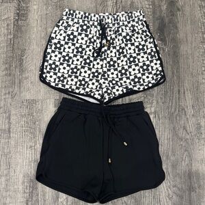 Floral and Solid Black Kid’s Shorts